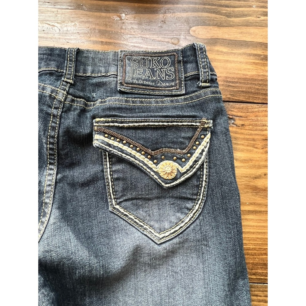 Suko Jeans Womens Size 6 Medium Wash Whiskered Bootcut Embroidered Flap Pocket - Picture 6 of 6